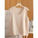 New Autumn And Winter 100% Pure Wool Knitted Camisole For Women, Round Neck, Simple Slim-fit Sleeveless Base Shirt_ecoleips.com