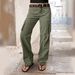 Women's Retro High-Waisted Wide-Leg Stretchy Denim Work Pants with Multiple Pockets Straight Leg for American Markets_ecoleips.com