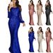 Women's Clothing Long Skirt Evening Dress Long Sleeved Tassel Dinner Dress_ecoleips.com