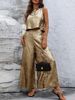 Women's Casual Solid Color Sleeveless Top Short Sleeve Long Pants Fashion Set_ecoleips.com