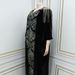 Muslim Arab Women's Sequin Gold Thread Embroidered Floral Dress Two-Piece Set Long Robe_ecoleips.com