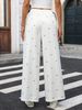 2026 Women Sweet Bow Print White Pants, Thin Summer Elastic High Waist Trousers_ecoleips.com