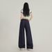 Summer New Blue American Retro Loose Wide-leg Pants For Women With Versatile Striped Patchwork Design Denim Trousers_ecoleips.com