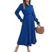 Real Shot Of 2026 European American Spring/summer Casual Long-sleeve Pleated Dress With A Turn-down Collar And Buttons,_ecoleips.com