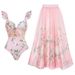 Women's Sweet Pink Floral Ruffled Bikini Set - Mini Two-Piece Swimwear For Beach Vacation_ecoleips.com
