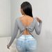 Voya Women's European And American Round Neck Long Sleeved T-shirt Autumn And Winter New Style Big Backless Sexy Temperament Top_ecoleips.com