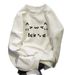 Women's round Neck Sweatshirt Fleece Lined Thickened Long Sleeved Printed Autumn Winter Fashionable American High Street Style_ecoleips.com