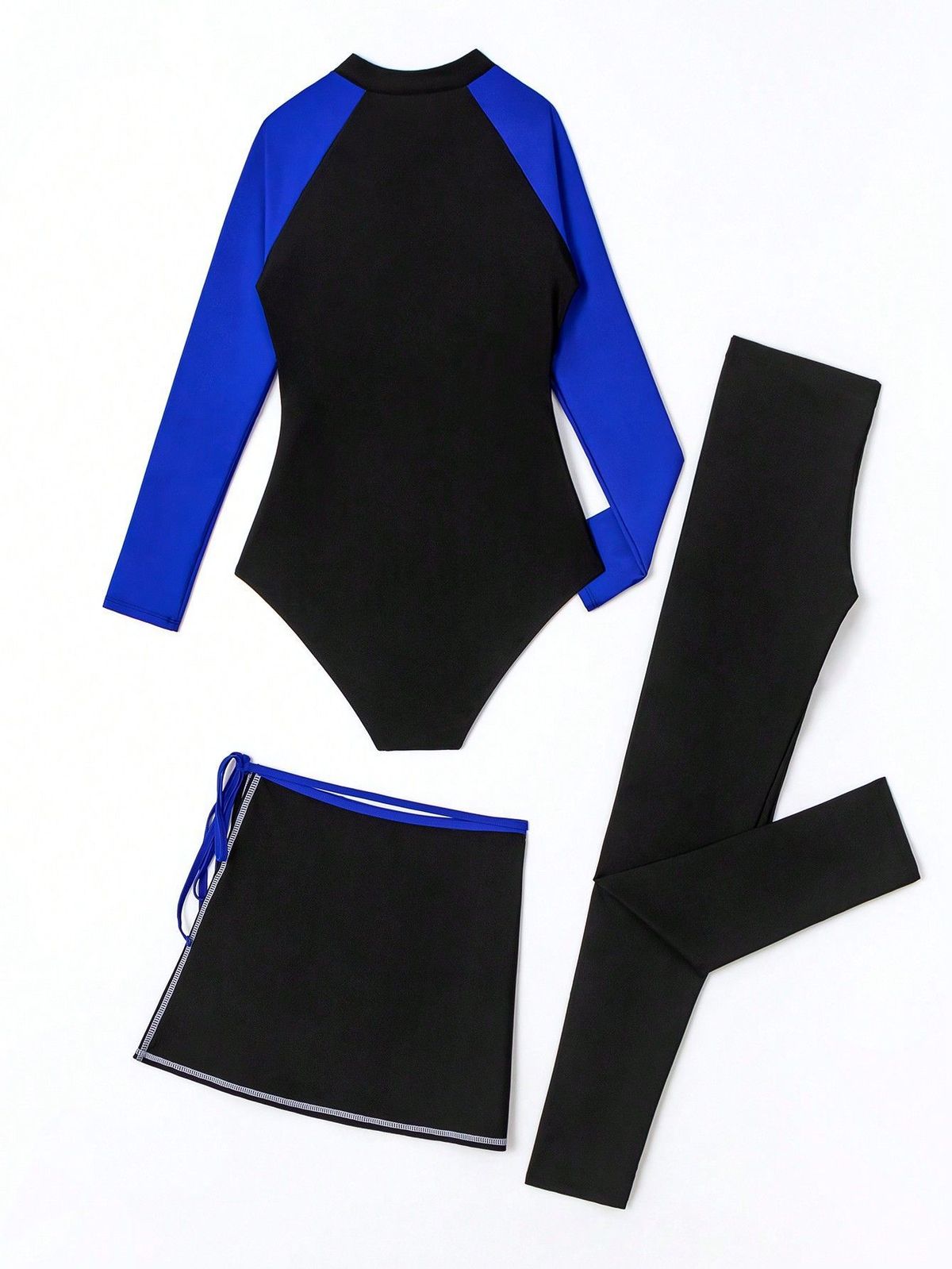 Women's Clothing Swimwear Set Long Sleeve Long Pants Bikini Dress Tie Waist Design Nylon Fabric With Chest Pad No Steel Support_ecoleips.com