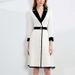 French Color Block Notched Collar Blazer Dresses Woman Button Decoration A-Line Office Dress Fall 3/4 Sleeve Elegant Party Dress_ecoleips.com