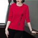 Long-Sleeve T-Shirt For Wealthy Women, Spring And Autumn Layers, Loose Plus-Size Mom Wear, Autumn Shirts For Outdoor Wea_ecoleips.com