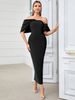Women's Clothing Sexy Hip Dress Irregular Pleated Shoulder Sleeves Temperament Female Dress_ecoleips.com
