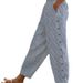 Women's Clothing Women's Printed Striped Cropped Pants Buttoned Elastic Waist Fashion For Formal & Casual For Women_ecoleips.com