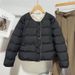 Women's Cropped Puffer Jacket – Lightweight Quilted Coat With Round Neck, Single-Breasted Closure, 3D Textured Polyester, Relaxed_ecoleips.com
