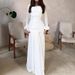 Women's Fashion Draped Design Solid Long Dress 2026 Casual Commute Waist Party Dresses Elegant O-neck Long Sleeve Evening Dress_ecoleips.com