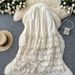 Women's Clothing Spring Gentle Style High Waist Slim Hollow Lace Splicing A Line Mid Length Skirt_ecoleips.com