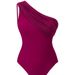 Elegant One-Piece Swimsuit for Women Slimming Retro High Cut Leg Conservative Coverage_ecoleips.com