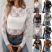 Women's Clothing Half High Neck Perspective Long Sleeved T Shirt Sexy Mesh Top_ecoleips.com