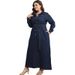Winter Washed Denim Dress For Women Large Size Collared Open Front Fashion Plus Size Clothes_ecoleips.com