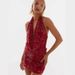 Women's Clothing Women's Style V-Neck Halter Neck Print Dress Beaded Sequined Slim Fit Short Skirt Summer Style_ecoleips.com