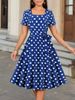 Women's Slim Fit Long Dress Red Polka Dots Wide Swing Cross Border Foreign Trade from Amazon Europe & America_ecoleips.com