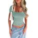 Spring European And American Cross-border Women's Clothing Sexy Hot Girl Short-sleeve Fashion New Square-neck Slim-fit_ecoleips.com