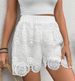 Women's Mid-Waist Straight Leg Shorts Lace Trim Solid Color Versatile Fashion Spring/Summer Regular Fit_ecoleips.com