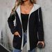 2026 New Women's Clothing Casual Fashion Splicing Contrasting Color Cardigan Hooded Sweater_ecoleips.com