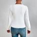 Voya Women's V-neck Bubble Sleeve Slim Fit Fashionable Versatile Women's T-shirt Long Sleeved Lace French Top_ecoleips.com