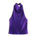 Aria Basics Aria Basics Cross-border European And American Women's Fashion INS Popular Trendy Silk Satin Halter Neck Tank Top_ecoleips.com