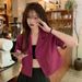 Women's Lightweight Short Sleeve Blazer, Summer Casual Slim-Fit Jacket For Office & Outings_ecoleips.com