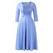 Women's Square Neck Pleated Dress D3353 High Waist African Style Plus Size Solid Color European And American Fashion Foreign Trade Clothing_ecoleips.com