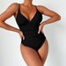 Women's Clothing Conservative One Piece Swimsuit Women's Deep V Solid Color Sexy Swimsuit With Chest Pad Tight Backless_ecoleips.com