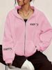 Women's Thick Hooded Zipper Sweatshirt Jacket Autumn Winter Loose Lazy Style Versatile Top New Print_ecoleips.com