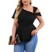 2026 European And American Cross-border Plus-size Women's Clothing Sexy Off-shoulder Asymmetrical Neck T-shirt Summer_ecoleips.com