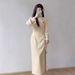 Thickeed Chiese Style Qipao 2025 New Elegat High-Ed Autum Witer Fleece-Lied Yellow Girl's Improved Dress For_ecoleips.com