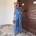 Women's Vintage Denim Tank Top + High Waist Straight Leg Pants Set – Retro Casual Outfit_ecoleips.com