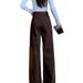 Merlad Brown High Waist Wide Leg Jeans for Women Loose Fit Slimming Fleece Lined Straight Leg Pants Autumn Winter plus Size_ecoleips.com