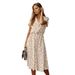 European And American Cross-Border 2025 Summer New Long V-Neck Elegant Fresh Button Tie Polka Dot Dress_ecoleips.com