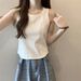 Women's Cotton Camisole Vest Spring Summer Design Sense Niche Outerwear Ribbed Sleeveless T-Shirt Inner Layer Base_ecoleips.com