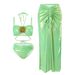 Women’s Clothing Bikini Mint Green Halter Neck Shiny Rhinestone Split Swimsuit_ecoleips.com