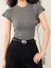 2026 New Summer Pullover Mock Neck Cutout Short Sleeve T-Shirt Fashionable Slim Fit Slimming Minimalist Casual Short Sleeve Top_ecoleips.com