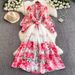 French-Inspired Floral Print Wrap Dress - Elegant Lantern Sleeve Maxi Dress For Women (S-XXL)_ecoleips.com