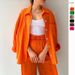Women's Clothing Wrinkled Lapel Long Sleeved Shirt Trousers Fashion Casual Suit Female Cardigan_ecoleips.com