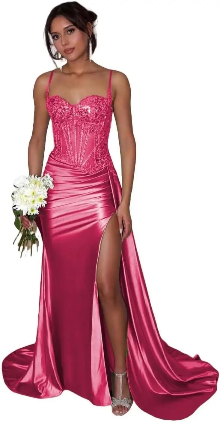 Elegant Strapless Evening Gown Side Slit Small Train Women's Party Wear Perfect for Birthdays Bridesmaids_ecoleips.com