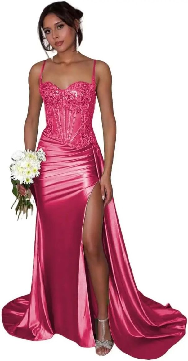 Elegant Strapless Evening Gown Side Slit Small Train Women's Party Wear Perfect for Birthdays Bridesmaids_ecoleips.com