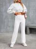 New Women's Straight Leg Pants With Buttons Elastic Waistband Multiple Pockets Comfortable Stretch Polyester Casual Trousers For Daily Wear_ecoleips.com
