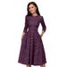 A-word Tutu Skirt, Retro Small Floral Seven-quarter Sleeve Crew Neck Dress Women's Clothing_ecoleips.com