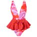 Deep V Neck Swimsuit Dress Set – Floral Chiffon Cover-Up & One-Piece Bathing Suit For Women (S-XL, Quick-Dry Polyester, Beach To Bar)_ecoleips.com