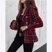 Women's Clothing Women's Double Breasted Printed Jacket Long Sleeved Suit Collar Autumn Winter Long Sleeve For Formal & Casual For Women_ecoleips.com