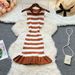 YuooMuoo Chic Fashion Sexy Package Hip Ruffled Summer Dress 2025 Summer Y2K Stripes Knitted Mini Party Dress Streetwear Outfits_ecoleips.com